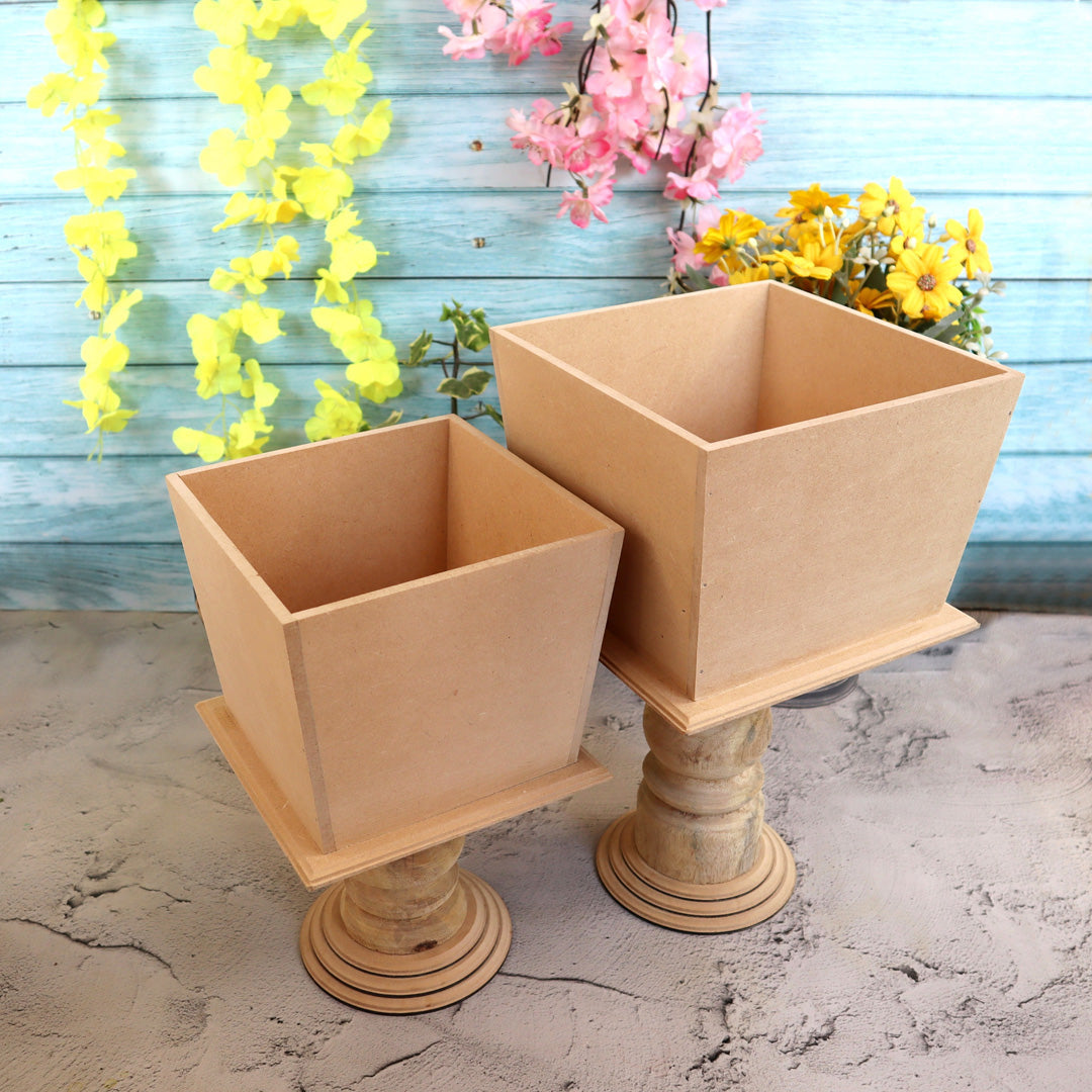 Slanted Square Table Pedestal Planter Set – Handilane