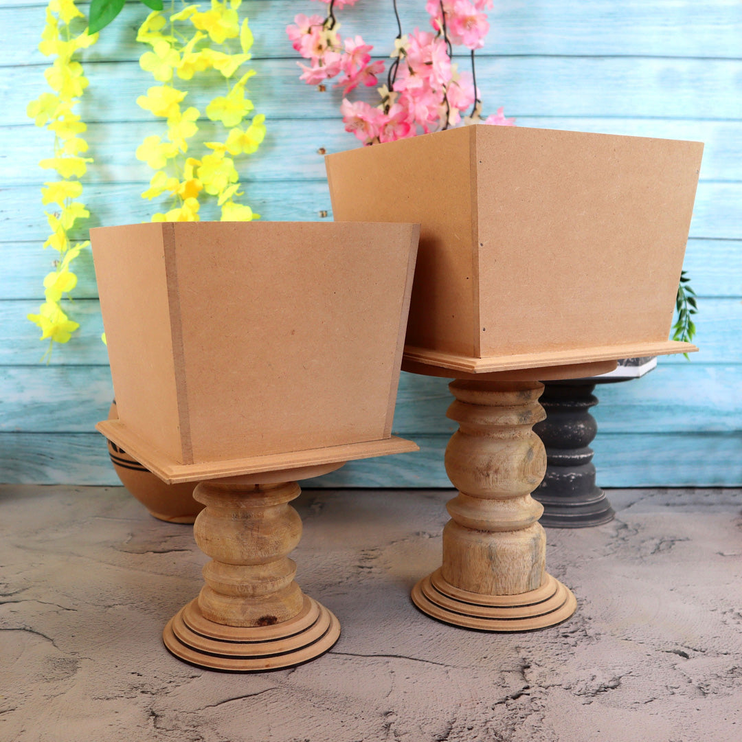 Slanted Square Table Pedestal Planter Set – Handilane