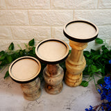 Wooden Candle Pillar Set C