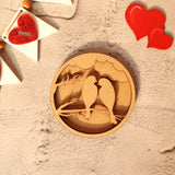 Valentine Love Birds 3D Fridge Magnet and Plank -B