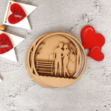 Valentine Couple with Love Bench 3D Fridge Magnet and Plank