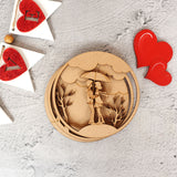 Valentine Couple in Rain 3D Fridge Magnet and Plank