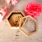 Valentine Hexagonal Jewelry Coin Gift Box with Engraved Acrylic Lid