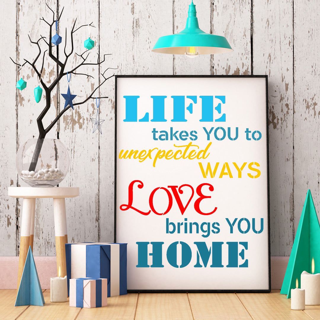 Love Brings You Home Stencil