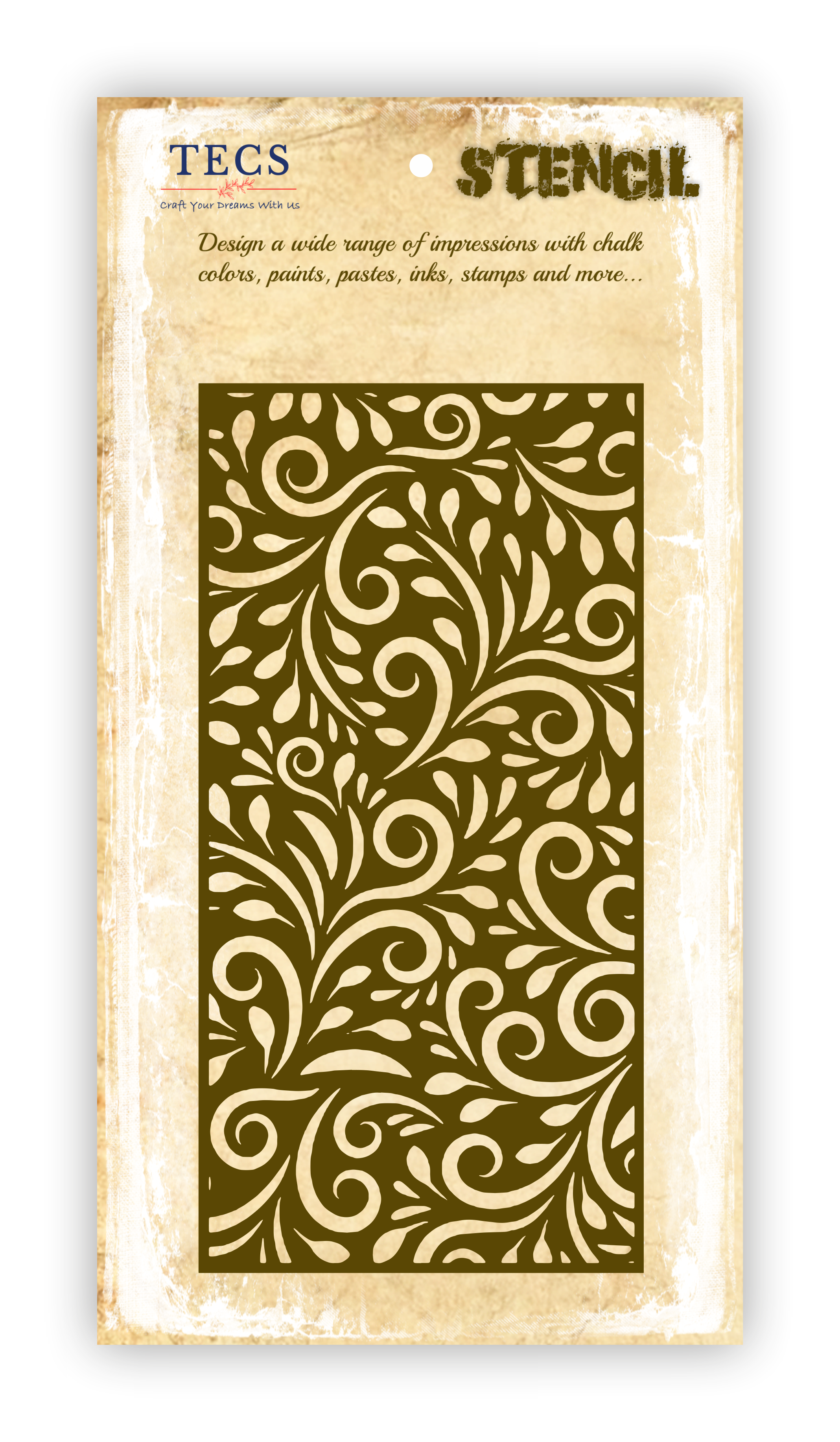 Scroll Leaves Background Stencil