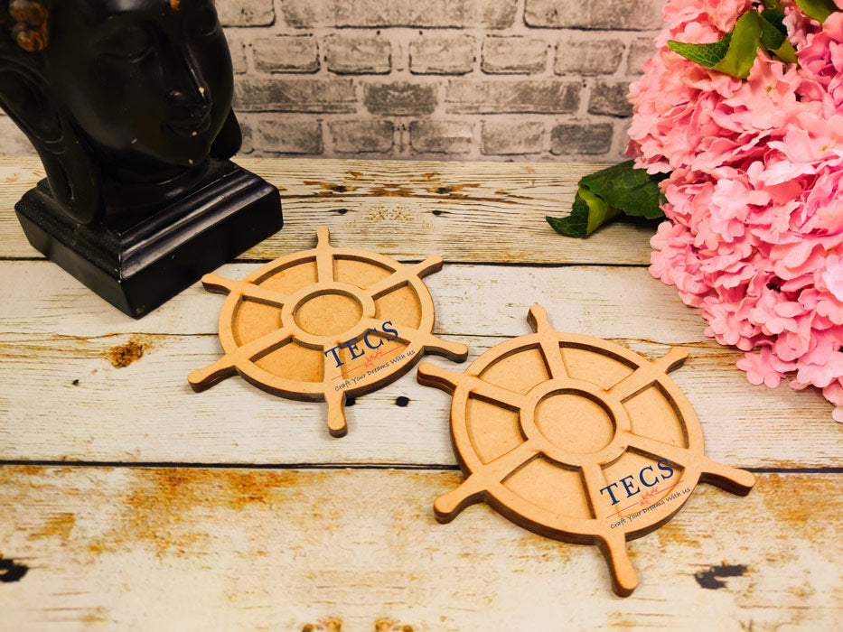 Ship Wheel Coasters with Borders (Style 1)
