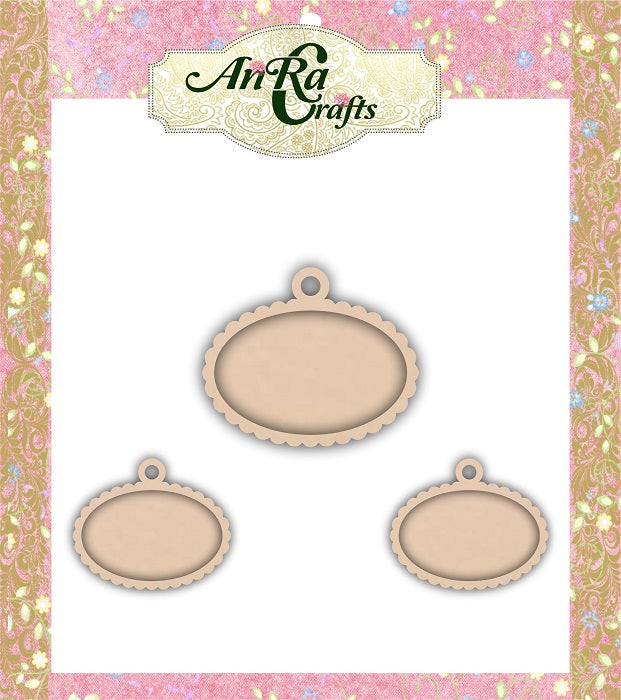 Scalloped Oval Pendant and Earrings Blanks