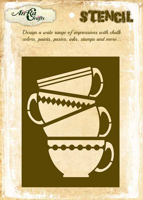 Tea Cups Stencil 1